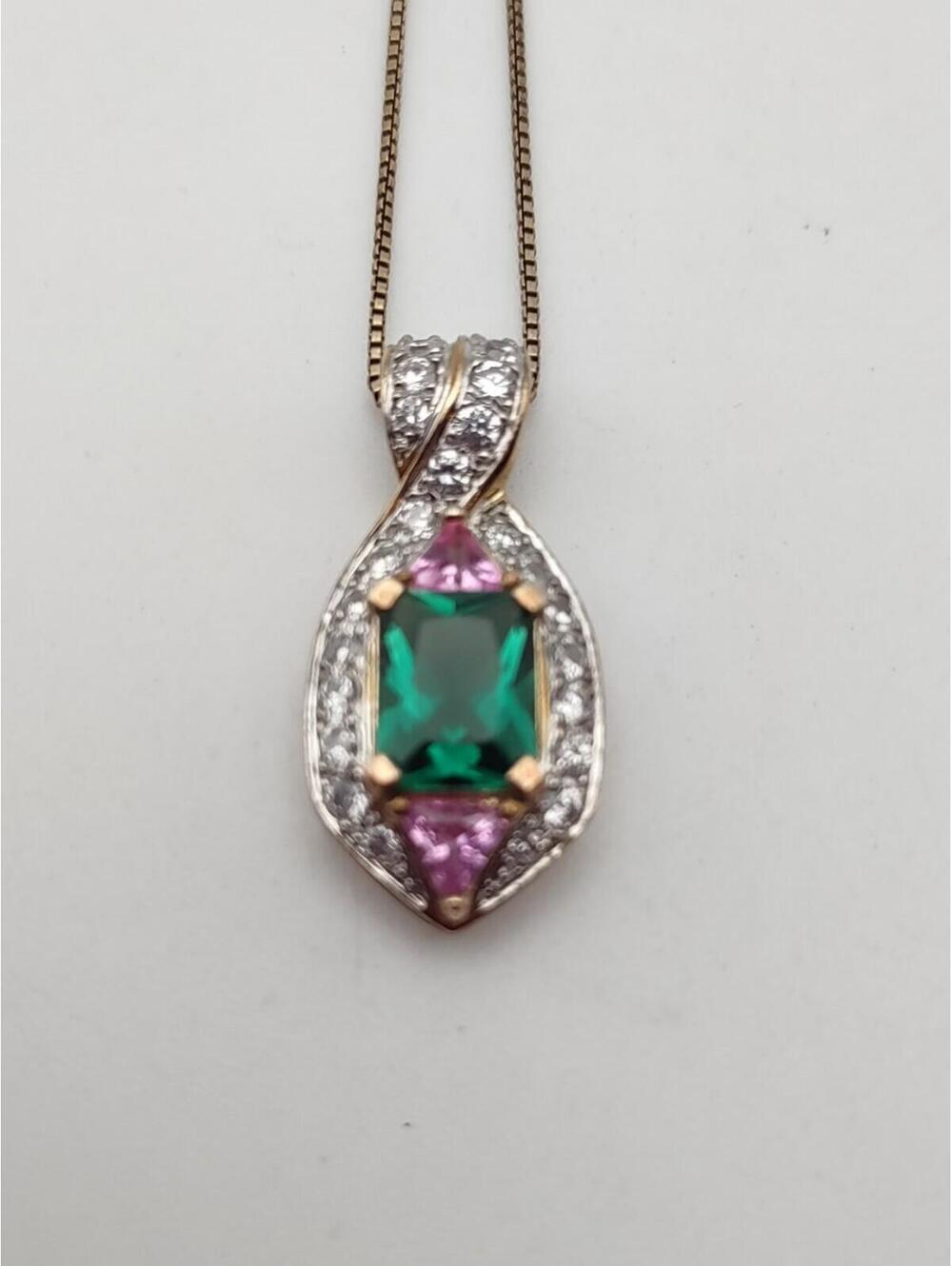 Ross Simons 925 Emerald Cut Pendant Necklace CZ 18in